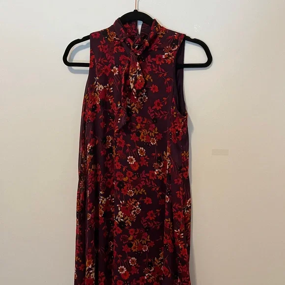 Calvin Klein Floral Tied Mockneck Mini Trapeze Dress Size 4 - Picture 3 of 5
